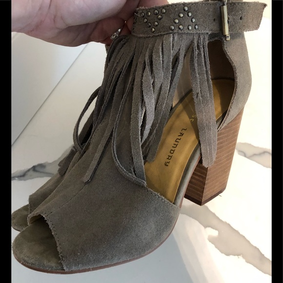 Chinese Laundry Grey Suede Fringe Booties - Picture 3 of 6